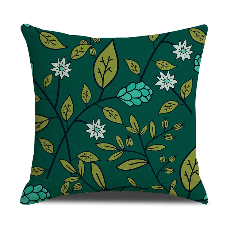 2021 New SPING spring series green floral flax pillowcase digital printed cushion pillow cover